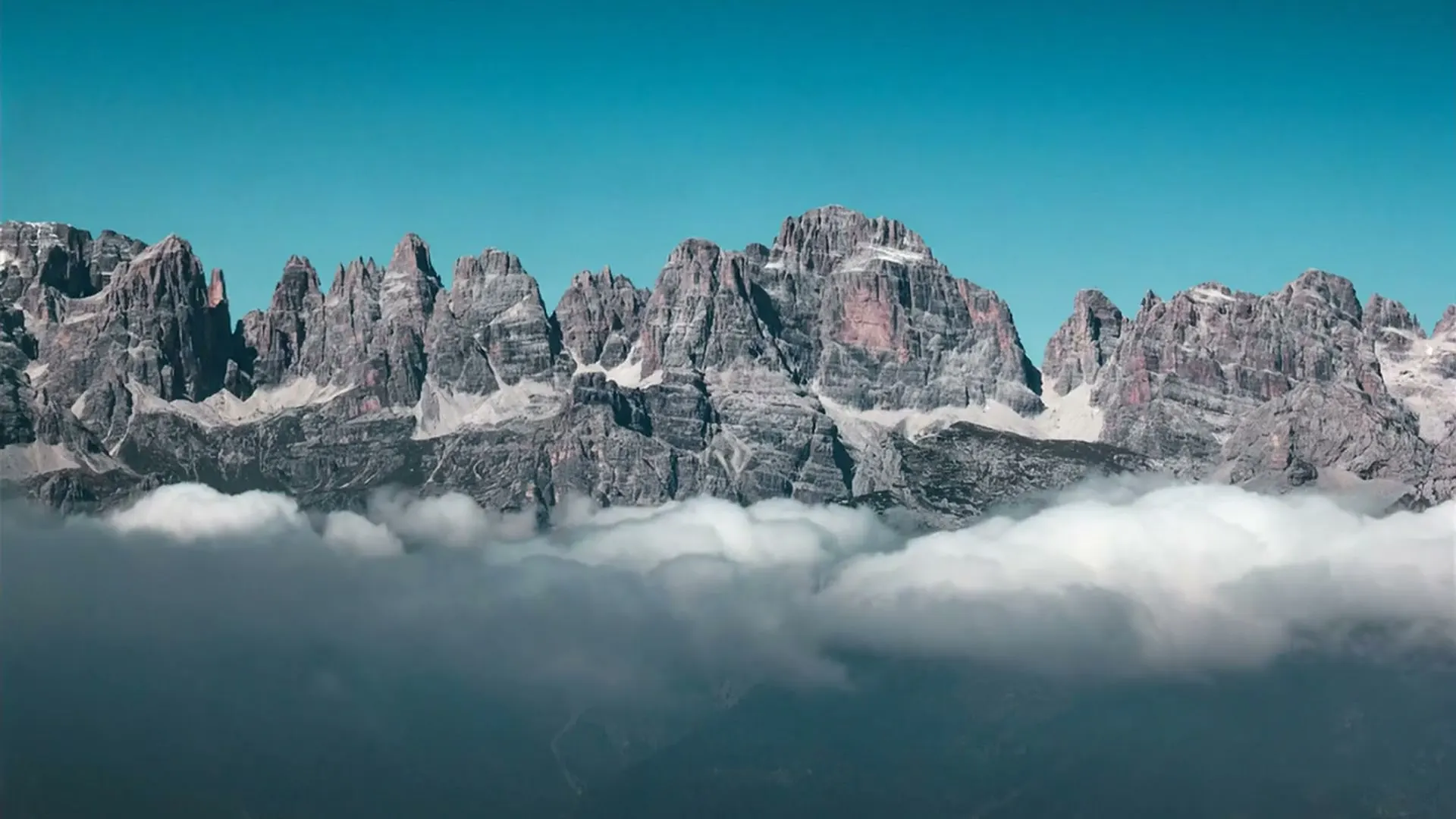 The Brenta Dolomites above a sea of clouds
