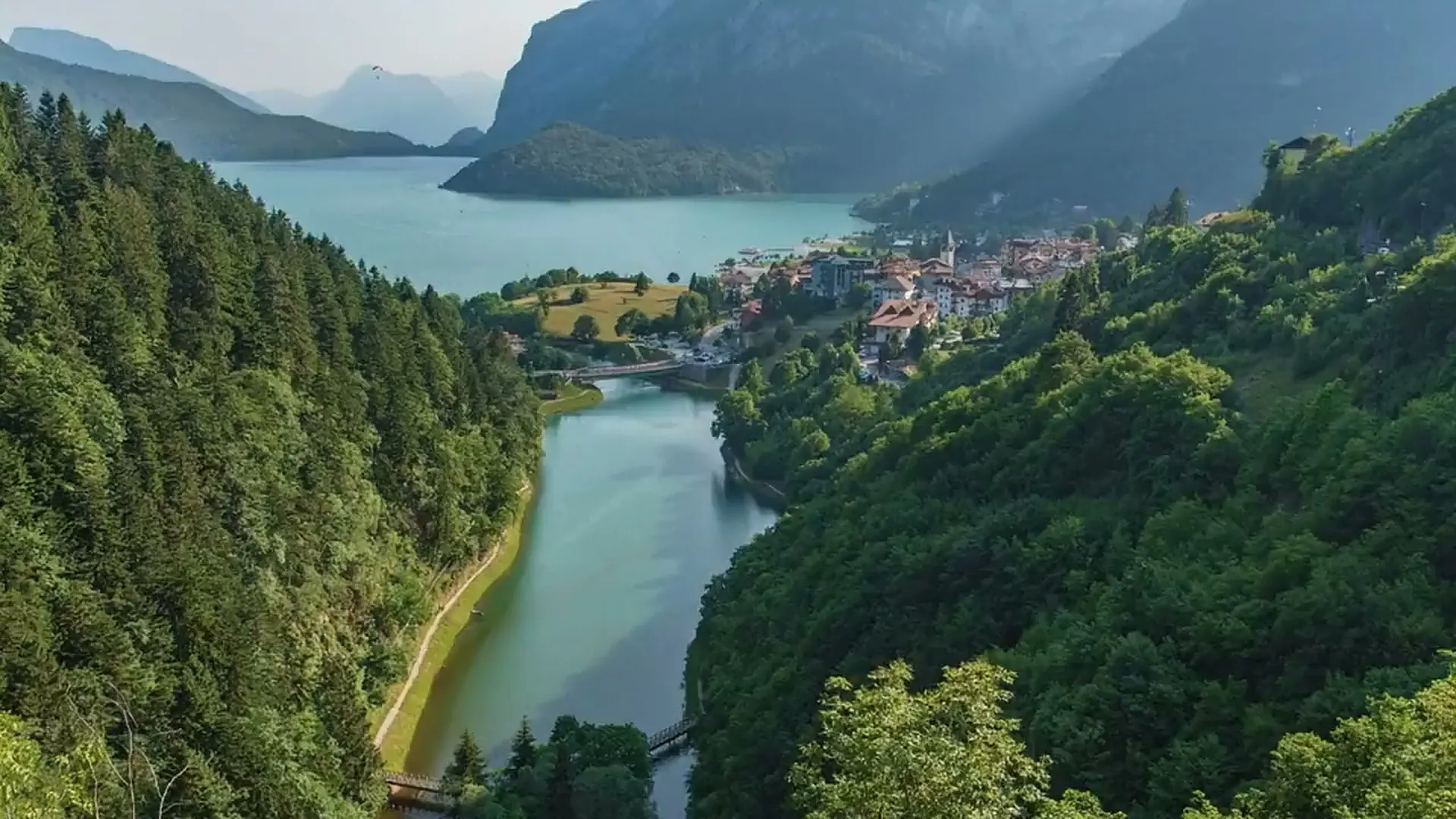 Lake Molveno and the village seen from above
